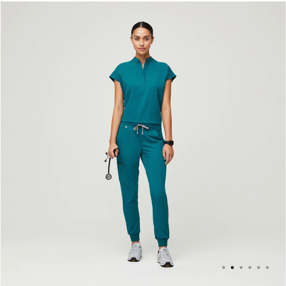 Figs Jogger Scrub Bottoms, Caribbean Blue, Size Small